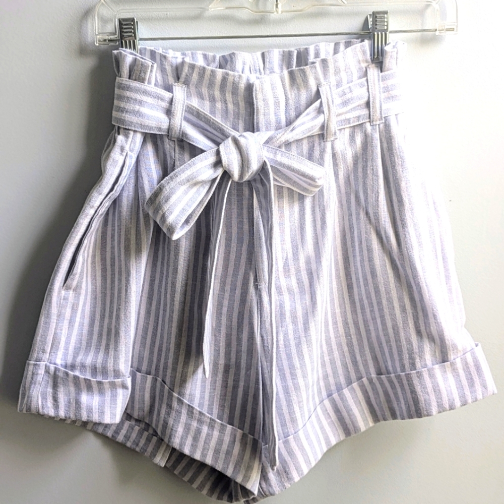 Abercrombie & Fitch Striped Linen Blend Paperbag Shorts Size Small